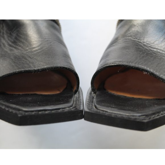 John Fluevog NYC City Spiral Open Toe Zip-Up Bootie / Size 6 / Black - Picture 7 of 12